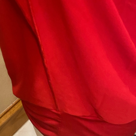 Cranberry red blouse  by Celly K. Beaded neckline with chiffon over - Picture 4 of 8